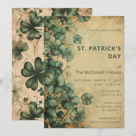 rustieke groene gouden shamrock St Patricks dag Kaart (Voorkant / Achterkant)