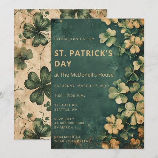 rustieke groene gouden shamrock St Patricks dag Kaart (Voorkant / Achterkant)