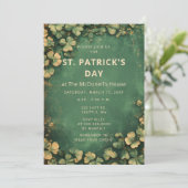  rustieke groene gouden shamrock St Patricks dag Kaart (Staand voorkant)