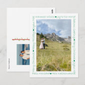 Rustieke groene harten & Xmas woorden 2 foto rand Briefkaart (Voorkant / Achterkant)