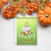 Rustieke Groene Herfst Pompoen Happy Thanksgiving Feestdagenkaart