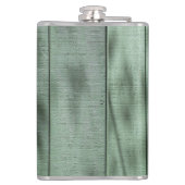 Rustieke Groene Houten Muur met Gevlekte Heupfles (Achterkant)