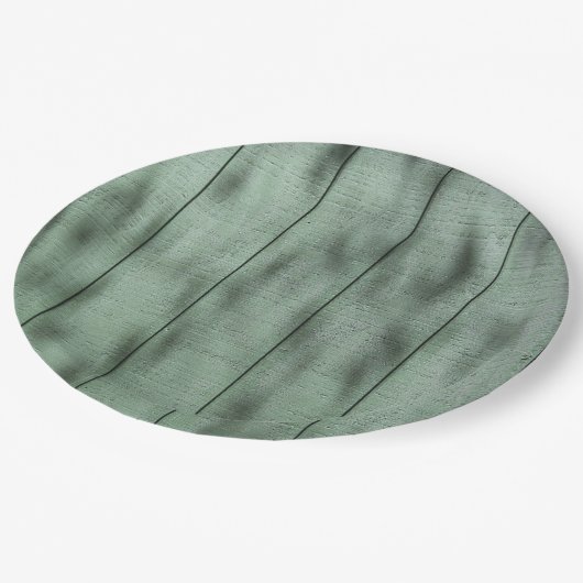 Rustieke Groene Houten Muur met Gevlekte Papieren Bordje (Gekanteld)