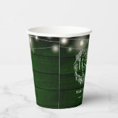 Rustieke groene houten slingerlichten bloemige bru papieren bekers (Rechts)