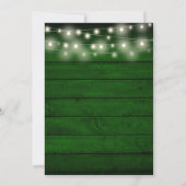 Rustieke groene houten slingerlichten bloemige bru save the date (Achterkant)