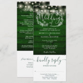 Rustieke groene houten slingerlichtjes alles in éé kaart (Voorkant / Achterkant)