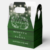 Rustieke groene houten slingerlichtjes bloemige br bedankdoosjes (Geopend)