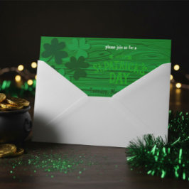 Rustieke groene houten St. Patrick's Day-feestje Kaart