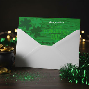 Rustieke groene houten St. Patrick's Day-feestje Kaart