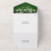 Rustieke Groene Houten Strijklichten Foto Bruiloft All In One Uitnodiging (Buitenkant)