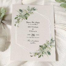 Rustieke Groene Huwelijks Save The Date Echt Zilve
