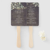 Rustieke groene huwelijksprogramma | Menu Handwaaier (Voorkant en achterkant)