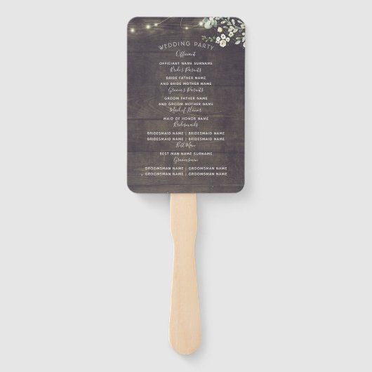 Rustieke groene huwelijksprogramma | Menu Handwaaier (Achterkant)