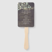 Rustieke groene huwelijksprogramma | Menu Handwaaier (Voorkant)