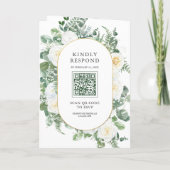 Rustieke groene ivoorkleurige bloemen foto QR-code (Achterkant)