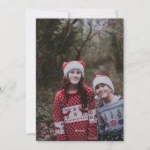 Rustieke groene kerstbomen twee foto verticaal feestdagenkaart (Achterkant)