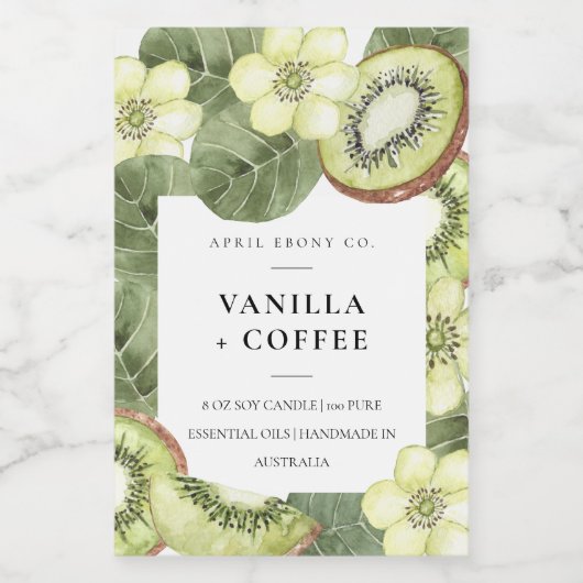 Rustieke Groene Kiwi Fruit Waterverf Fruitige Kaar Voedselcontainer Etiket (Enkel label)