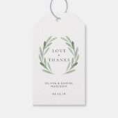 Rustieke groene krans Elegante bruiloft dank u Cadeaulabel (Voorkant)