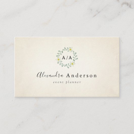 rustieke groene krans zwart Visitekaartje (Voorkant)