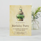  rustieke groene lantaarn verjaardagsfeestje kaart (Staand voorkant)