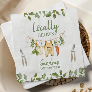 Rustieke groene lokaal geteelde babyshower servet