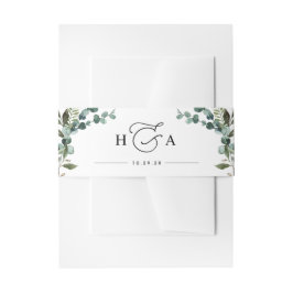 Rustieke Groene Monogram Bruiloft Uitnodigingen Wikkel