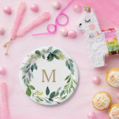 Rustieke groene monogram papieren borden bordje (Feest)