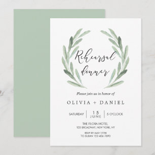 Rustieke groene olijf tak krans repetitie diner kaart