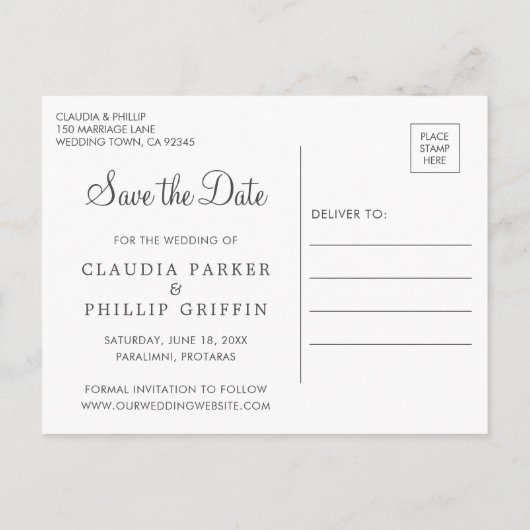 Rustieke groene olijfbladkrans Save the Date Aankondigingskaart (Achterkant)