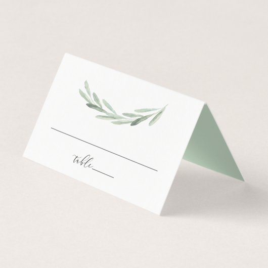 Rustieke Groene Olijfkrans Trouwtafel Place Card Kaart (Voorkant)