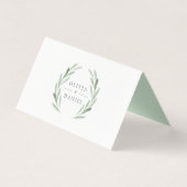 Rustieke Groene Olijfkrans Trouwtafel Place Card Kaart (Achterkant)