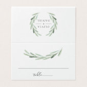 Rustieke Groene Olijfkrans Trouwtafel Place Card Kaart (Buitenkant ongevouwen)