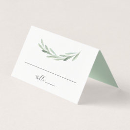 Rustieke Groene Olijfkrans Trouwtafel Place Card Kaart