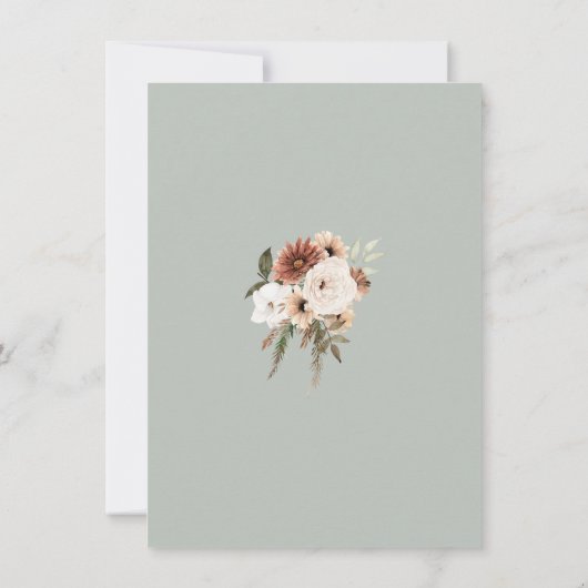 Rustieke Groene Perzik Bloemenbruiloft Save the Da (Achterkant)