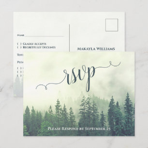Rustieke Groene Pijnbomen Outdoor Bruiloft RSVP Briefkaart