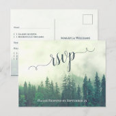Rustieke Groene Pijnbomen Outdoor Bruiloft RSVP Briefkaart (Voorkant / Achterkant)