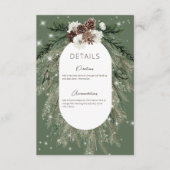 Rustieke Groene Pine Winter Sparkle Details Informatiekaartje (Voorkant)