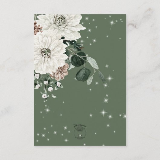 Rustieke Groene Pine Winter Sparkle Details Informatiekaartje (Achterkant)