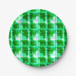 Rustieke groene plaid beren papier borden papieren bordje