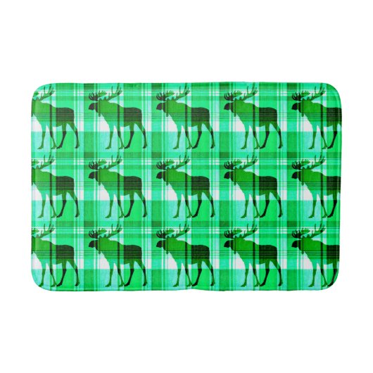 Rustieke groene plaid eland memory foam badmat (Voorkant)