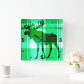 Rustieke groene plaid eland wandklok (Huis)