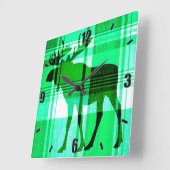Rustieke groene plaid eland wandklok (Hoek)