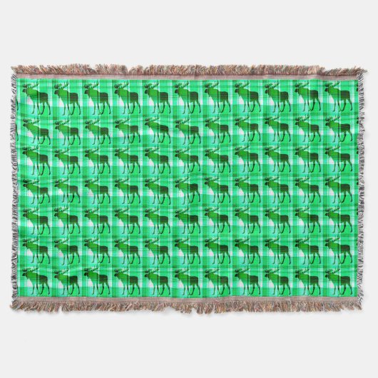 Rustieke groene plaid elanden gooien deken (Voorkant)