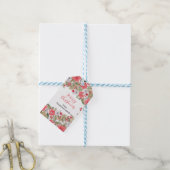 Rustieke groene rode bloemenkrans vrolijk kerstfee cadeaulabel (Met Touw)