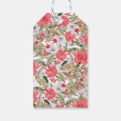 Rustieke groene rode bloemenkrans vrolijk kerstfee cadeaulabel (Achterkant)