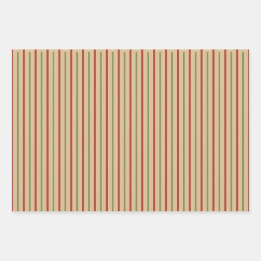 Rustieke groene rode crème Polka stippen en strepe Inpakpapier Vel (Voorkant)