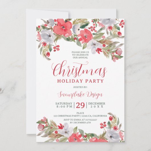 Rustieke groene rode zakelijke kerst kaart (Voorkant)