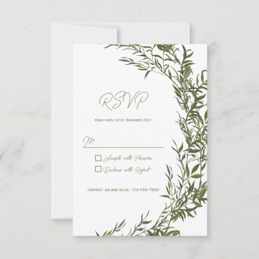 Rustieke Groene RSVP Kaart Uitnodiging (Voorkant)