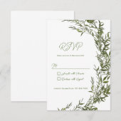 Rustieke Groene RSVP Kaart Uitnodiging (Voorkant / Achterkant)