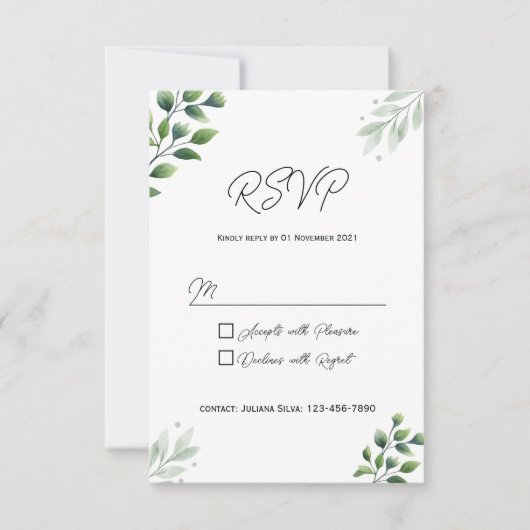 Rustieke Groene RSVP Kaart Uitnodiging (Voorkant)